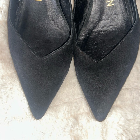 Preloved Stuart Weitzman Black Suede Leather Pointed Toe Kitten Heels Size 7B - Picture 5 of 11